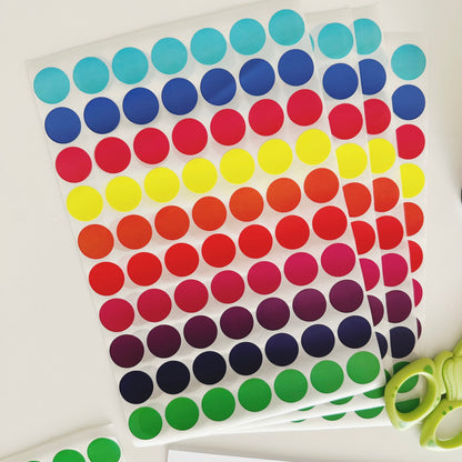 Colourful dot stickers suitable for educational play. Perfect for children to practice fine motor skills and creativity 