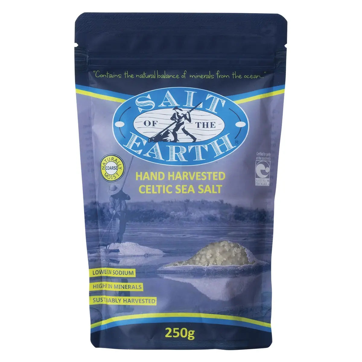 Salt Of The Earth Hand Harvested Celtic Sea Salt Pre-Dried Coarse 250g