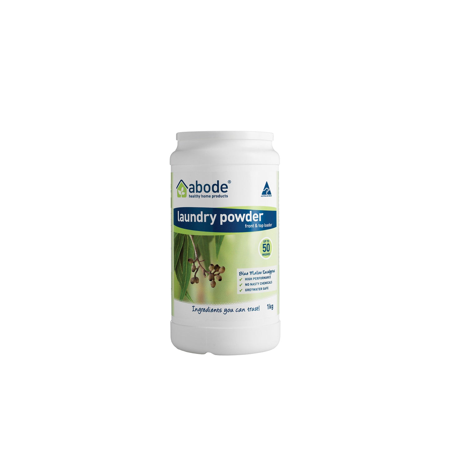 Abode Laundry Powder (Front & Top Loader) Blue Mallee Eucalyptus 1kg