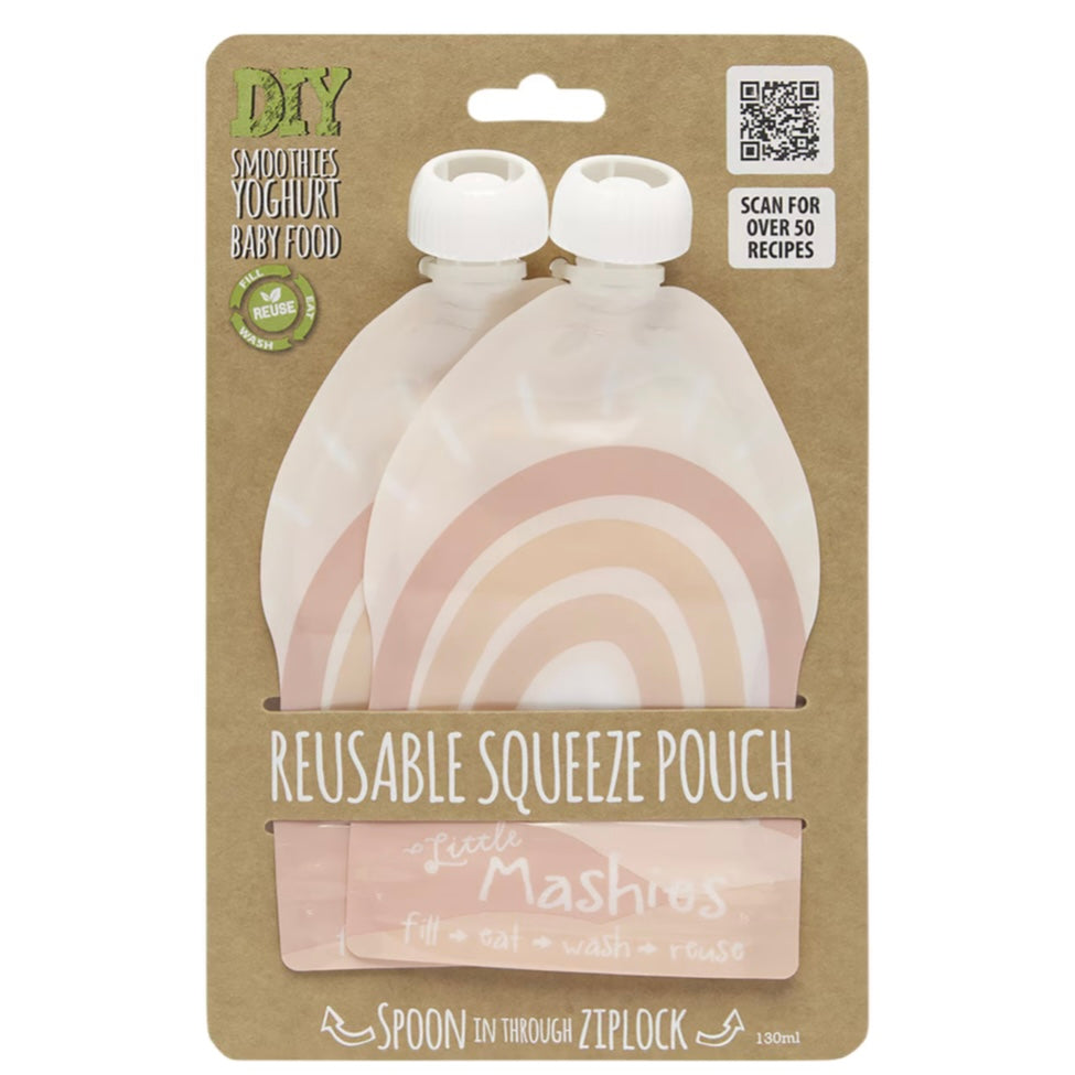 Reusable Food Pouches - Rainbow (2 X 130ml)