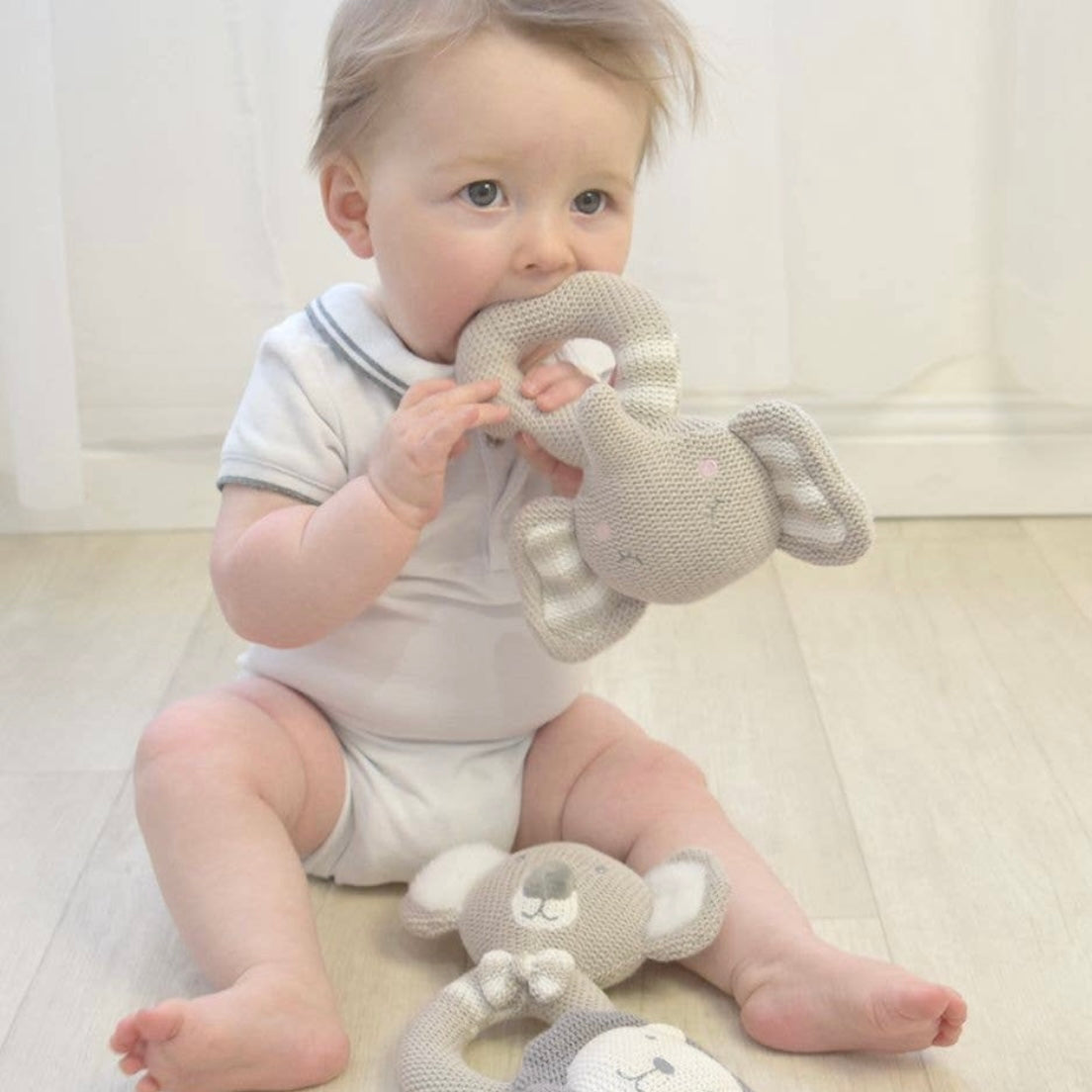 Eli the Elephant Knitted Rattle